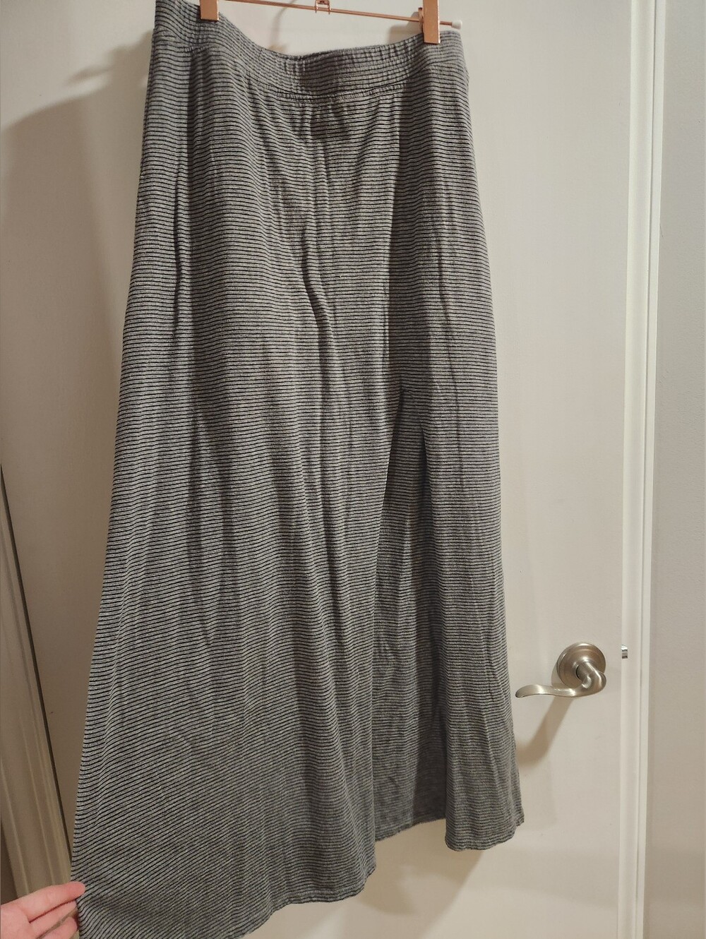 American Eagle Outfitters Gray & Black Striped Maxi Skirt